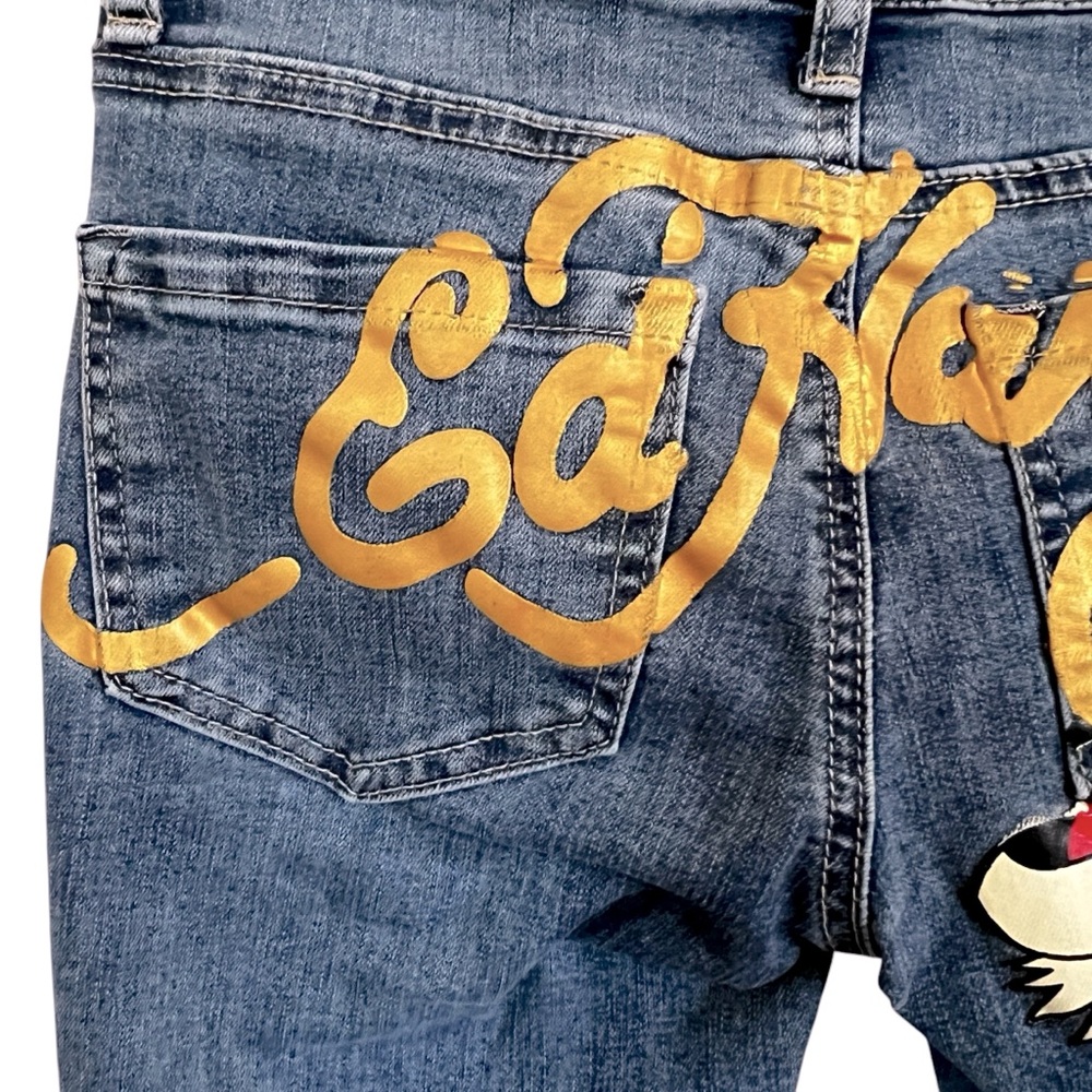 ED HARDY Y2K TRUE LOVE / LOVE ETERNAL WIDE LEG JEAN WOMEN’S SIZE 24 - Picture 6 of 15